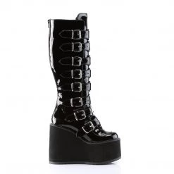 Demonia Black Patent Leather 5.5" Platform Mid-Calf Boots*