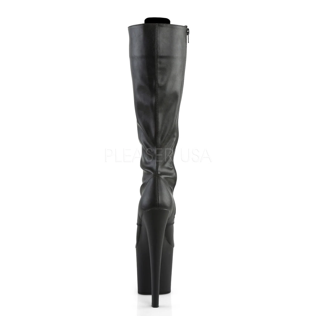 Pleaser 7 .5" Heel Lace-Up Black Faux Leather Knee Boots* Shoes 4 Pleaser 7 .5" Heel Lace-Up Black Faux Leather Knee Boots* Shoes