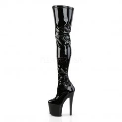 Pleaser 7" Heel Black Platform Stretch Thigh Boots*