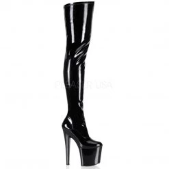 Pleaser 7" Heel Black Platform Stretch Thigh Boots*