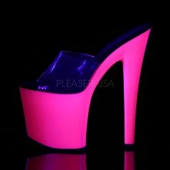 Pleaser Clear/Hot Pink 7.5" Platform Slide Heels*