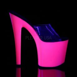 Pleaser Clear/Hot Pink 7.5" Platform Slide Heels* 9 Pleaser Clear/Hot Pink 7.5