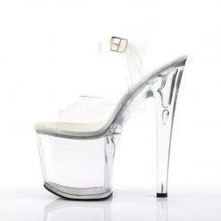 Pleaser 7.5" Clear Ankle Strap Platform Heels*