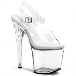 Pleaser 7.5" Clear Ankle Strap Platform Heels*