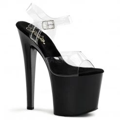 Pleaser Shoes Black 7.5" Ankle Strap Heels*