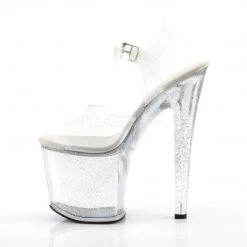 Pleaser 7.5" Clear Glitter Platform Heels*