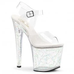 Pleaser 7.5" Clear Glitter Platform Heels*