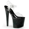 Pleaser 7.5" Clear/Black Glitter Platform Heels*