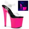 Pleaser Glow In The Dark & Neon 7.5" Clear/Hot Pink Platform Slide Platform Heels*