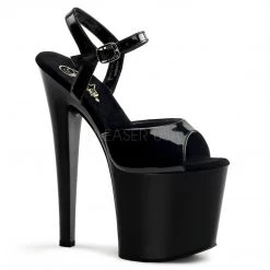 Pleaser Shoes 7.5 Inch Black Ankle Strap Heels*