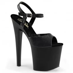 Pleaser 7.5" Black Faux Leather Platform Heels*