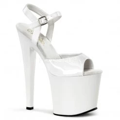 Pleaser 7.5" White Ankle Strap Platform Heels* Shoes