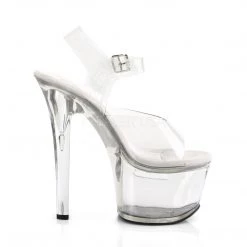 Pleaser Clear 7" Ankle Strap Stripper Heels* 9 Pleaser Clear 7