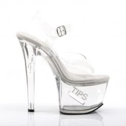 Pleaser Clr/Wht 7" Ankle Strap Heels* Shoes 9 Pleaser Clr/Wht 7
