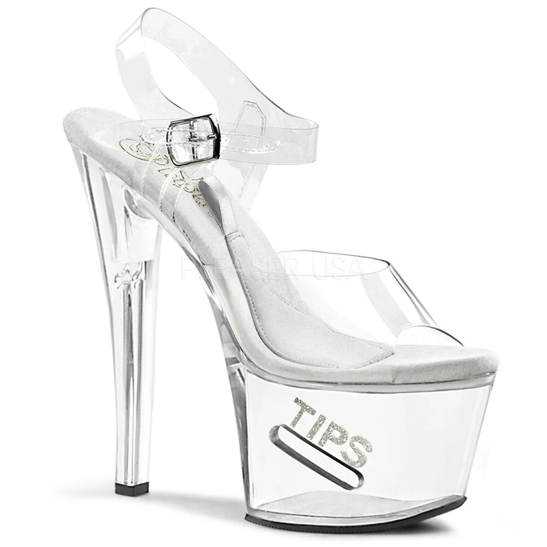 Pleaser Clr/Wht 7" Ankle Strap Heels* Shoes 3 Pleaser Clr/Wht 7" Ankle Strap Heels* Shoes