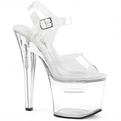 Pleaser Shoes 7" Clear Ankle Strap Platform Pumps*