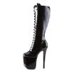Devious Shoes 7.3" Heel Black Patent Leather 4.3" Platform*