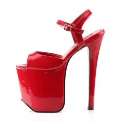 Devious 7.3" Heel Red Patent Leather 4.3" Platforms Shoes
