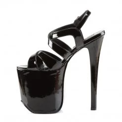 Devious 7.3" Stilleto Black Patent Leather 4.3" Platforms*