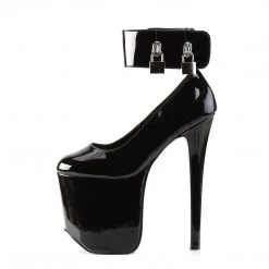 Devious 7.3" Spike Heel Black Patent Leather 4.3" Platform*