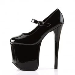 Devious Shoes 7.3" Spike Heel Black Patent Leather 4.3" Platforms*