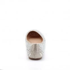Fabulicious Beige Glitter Mesh Fabric Round Toe Ballet Flat Shoes