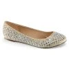 Fabulicious Beige Glitter Mesh Fabric Round Toe Ballet Flat Shoes
