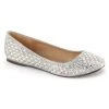 Fabulicious Silver Glitter Round Ballet Flat Shoes W/ Rhinestone Detail 1 Fabulicious Silver Glitter Round Ballet Flat Shoes W/ Rhinestone Detail