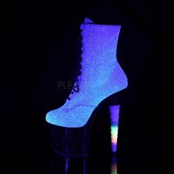 Pleaser 7" Heel Purple/Blue Glitter Lace-Up Ankle Boot* 7 Pleaser 7