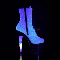 Pleaser 7" Heel Purple/Blue Glitter Lace-Up Ankle Boot* 9 Pleaser 7