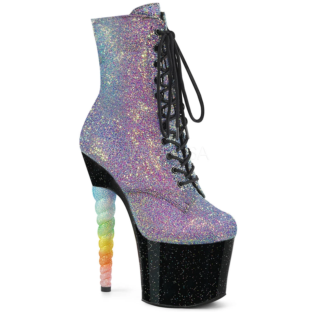 Pleaser 7" Heel Purple/Blue Glitter Lace-Up Ankle Boot* 3 Pleaser 7" Heel Purple/Blue Glitter Lace-Up Ankle Boot*