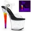 Pleaser Clear/Black 7" Ankle Strap Heels*