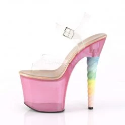 Pleaser Shoes 7" Clear/Pink Ankle Strap Platform Heels*