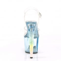 Pleaser 7" Clear/Blue Ankle Strap Platform High Heels* Shoes 8 Pleaser 7