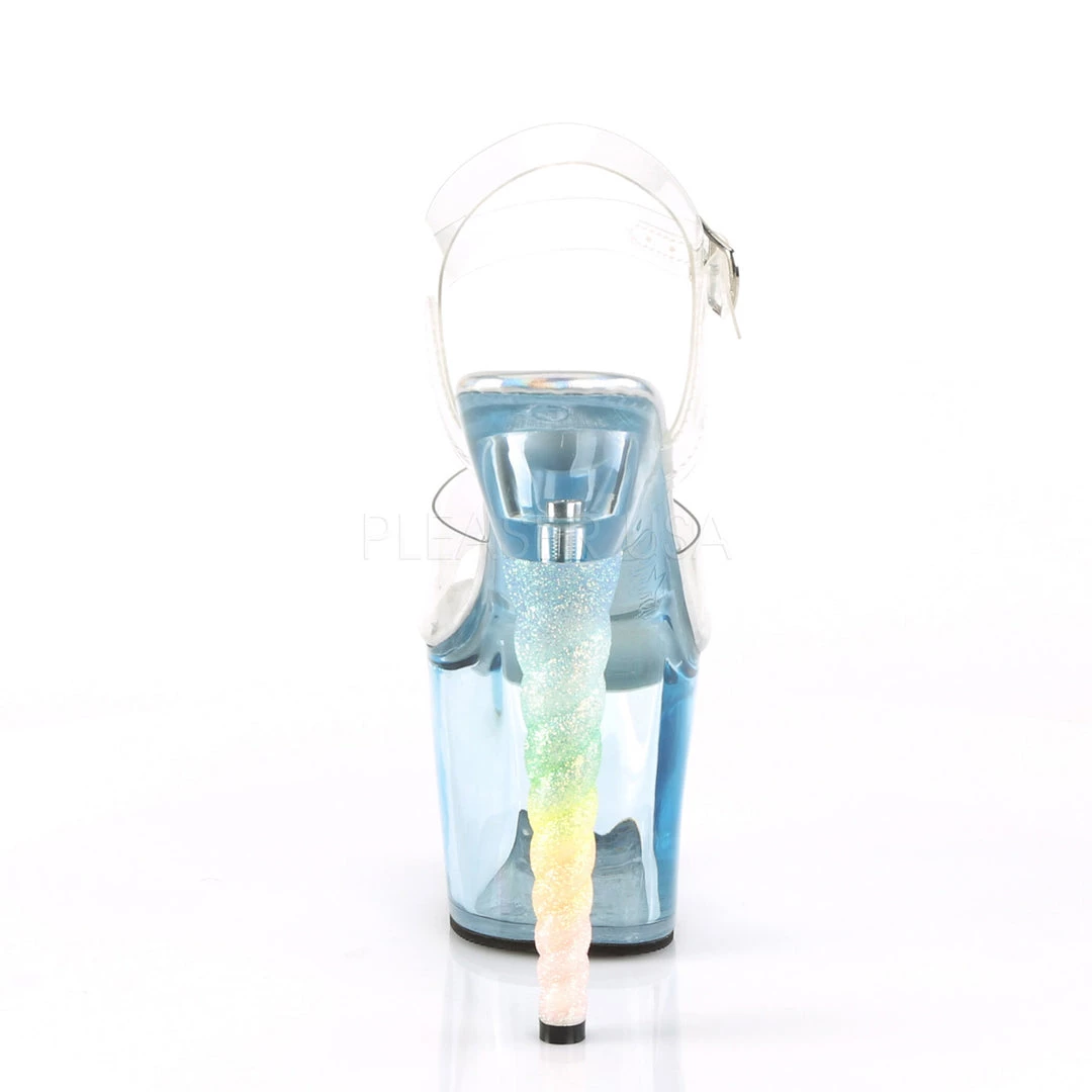 Pleaser 7" Clear/Blue Ankle Strap Platform High Heels* Shoes 5 Pleaser 7" Clear/Blue Ankle Strap Platform High Heels* Shoes