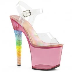 Pleaser Shoes 7" Clear/Pink Ankle Strap Platform Heels*