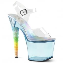 Pleaser 7" Clear/Blue Ankle Strap Platform High Heels* Shoes