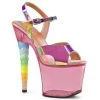 Pleaser 7" Heel Pink Ankle Strap Platform Shoes*