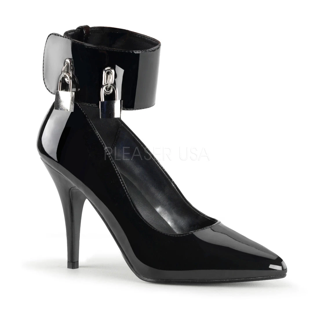 Pleaser 4" Heel Pump W/ Locking Ankle Cuff - Black* Shoes 3 Pleaser 4" Heel Pump W/ Locking Ankle Cuff - Black* Shoes