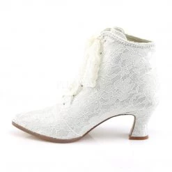 Fabulicious 2.75" Heel Ivory Satin-Lace Up Ankle Booties Shoes