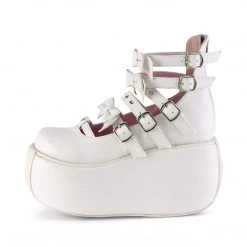 Demonia White Vegan Leather 3.5" Platform Shoes*