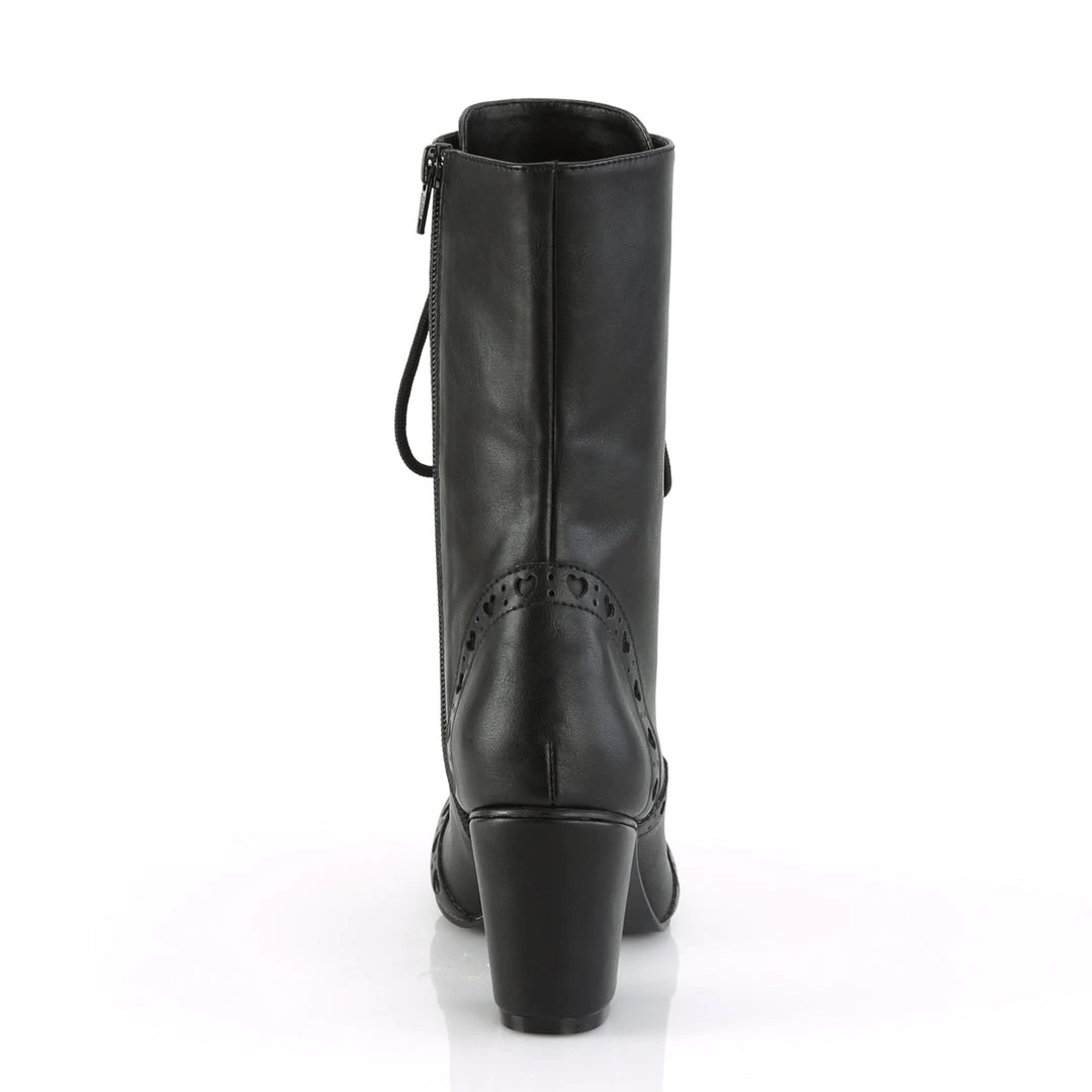 Demonia 3" Block Heel Black Vegan Leather Mid-Calf Boots* 6 Demonia 3" Block Heel Black Vegan Leather Mid-Calf Boots*