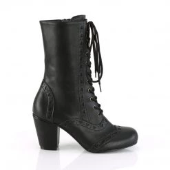 Demonia 3" Block Heel Black Vegan Leather Mid-Calf Boots*