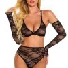 3WISHES Lacy Bra Set With Gloves