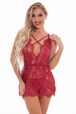 3WISHES Cinched Middle Lace Chemise