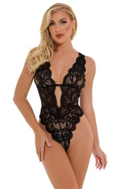 3WISHES Strappy Back Lace Teddy