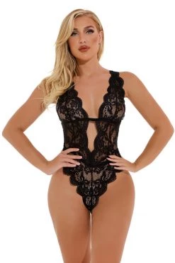 3WISHES Strappy Back Lace Teddy