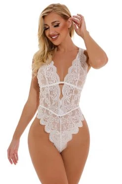 3WISHES Strappy Back Lace Teddy