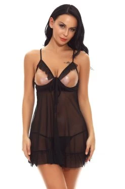 3WISHES Lingerie Cupless Mesh Babydoll