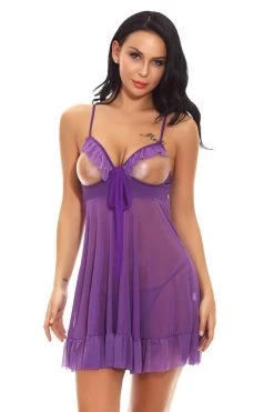 3WISHES Lingerie Cupless Mesh Babydoll